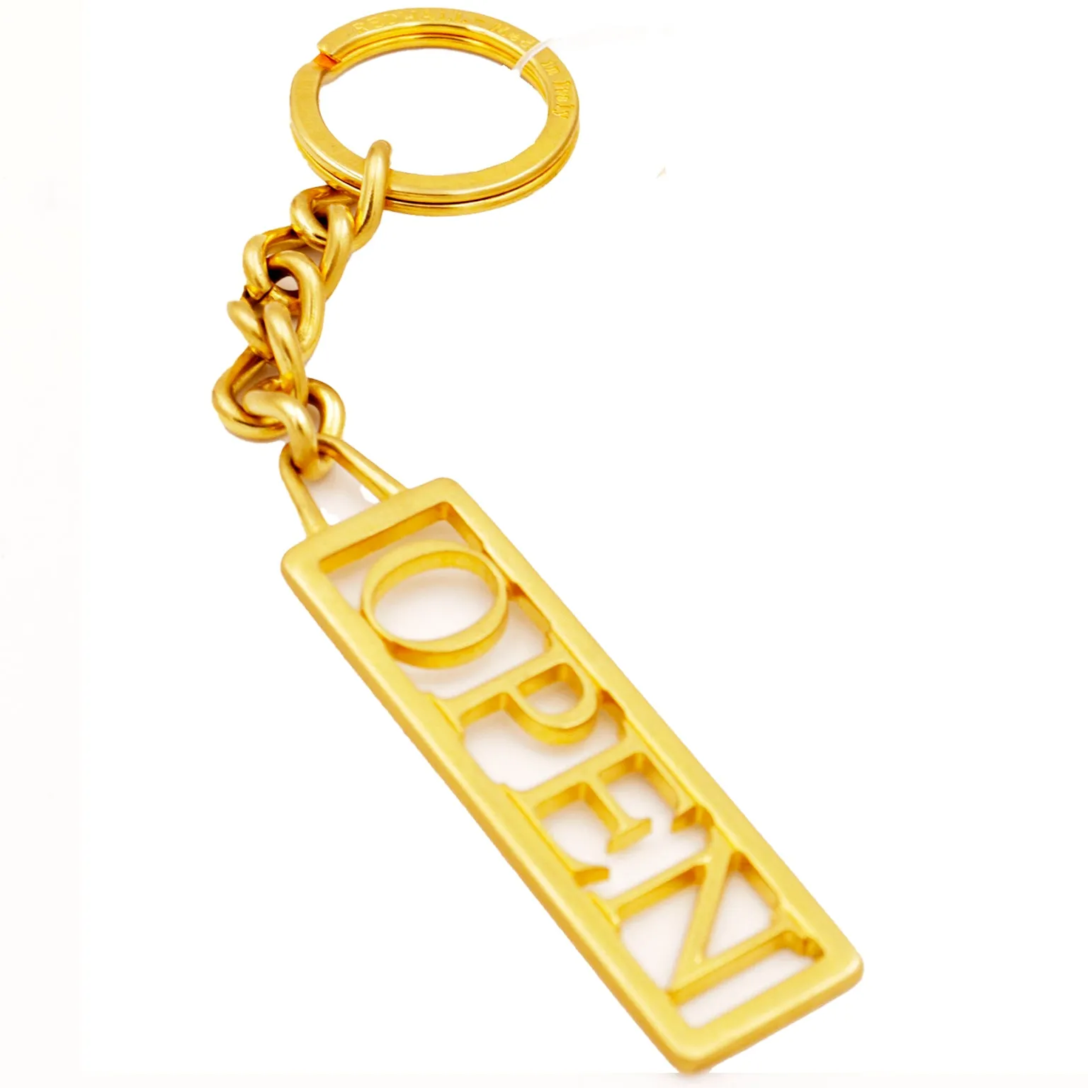1990s Deadstock Vintage Moschino Open Gold Metal Keychain