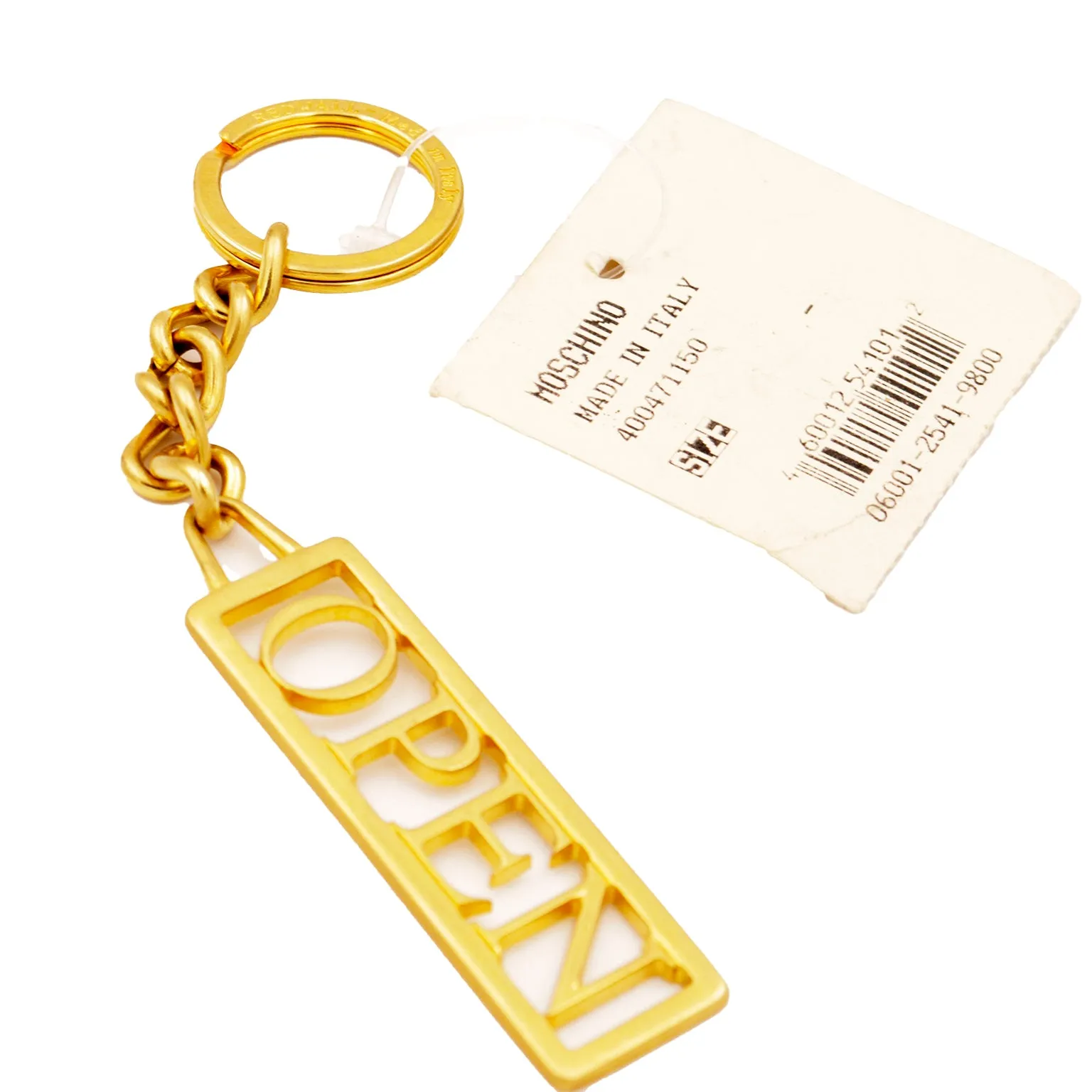 1990s Deadstock Vintage Moschino Open Gold Metal Keychain