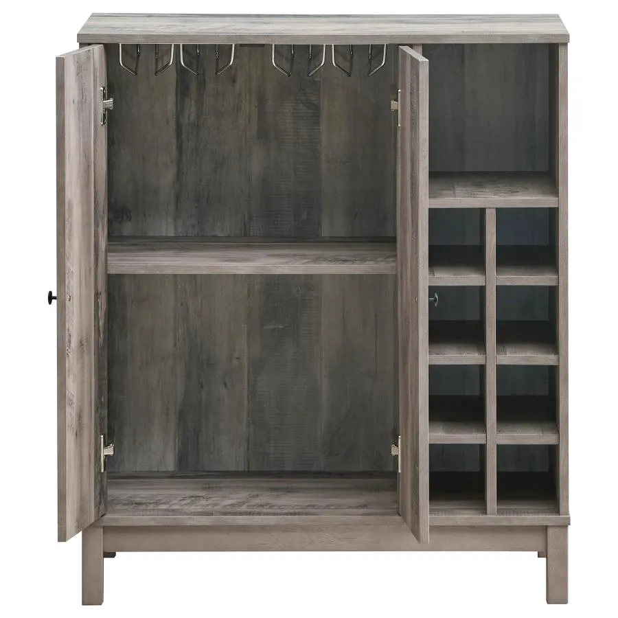 2-door Wine Cabinet with Stemware Rack Weathered Acacia