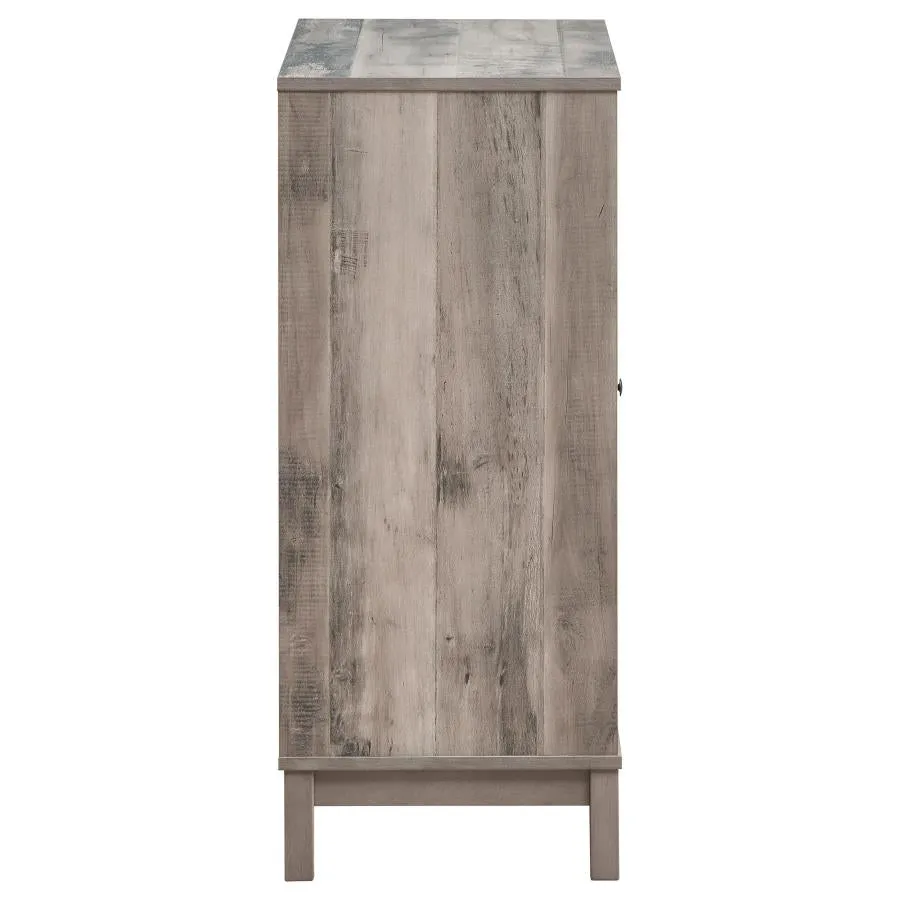 2-door Wine Cabinet with Stemware Rack Weathered Acacia