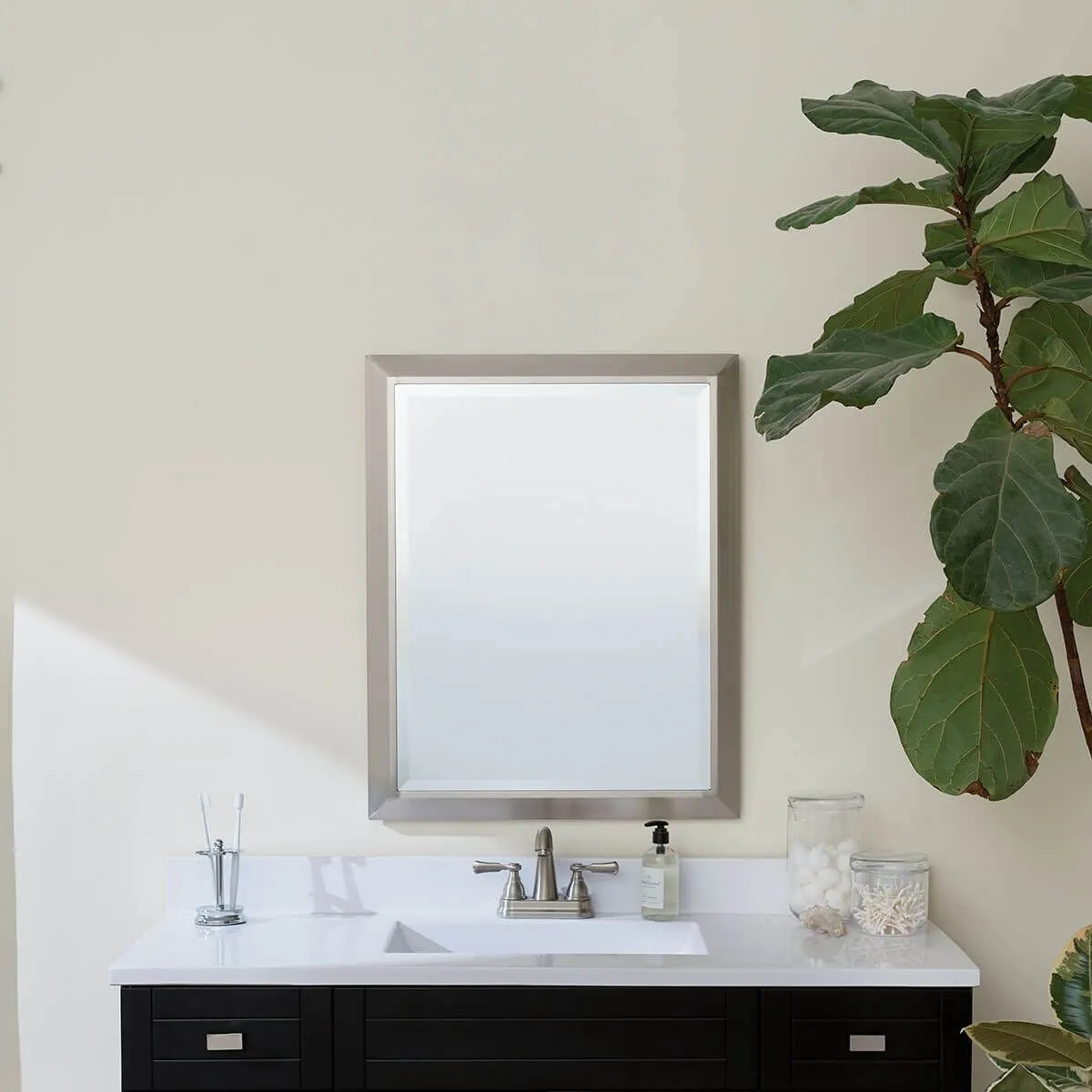 30 In. X 24 In. Wall Mirror Brushed Nickel finish