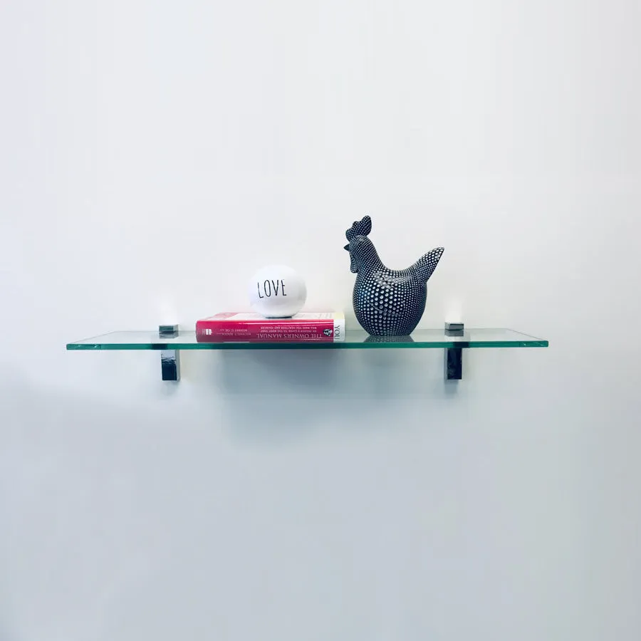4 3/4" X 21" Flamingo Floating Glass Shelves - 2 Brackets Included with Each Shelf