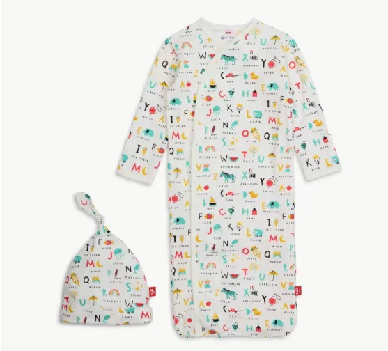 ABC Love modal magnetic cozy sleeper gown   hat set