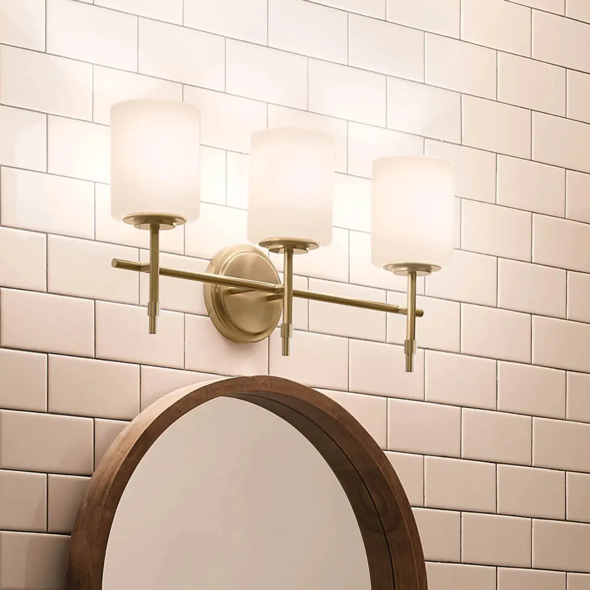 Ali 23 In 3-Lights Bathroom Vanity Light With Satin Etched Cased Opal, Gold Finish
