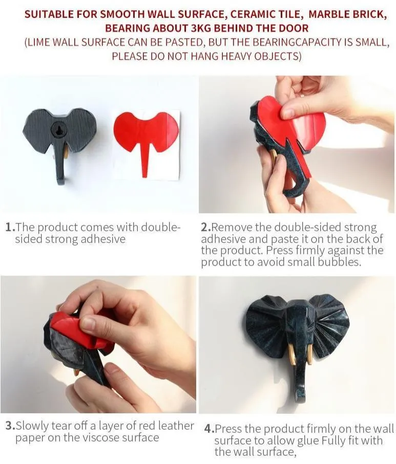 Animals Head Hooks For Wall (4 Pcs Set)