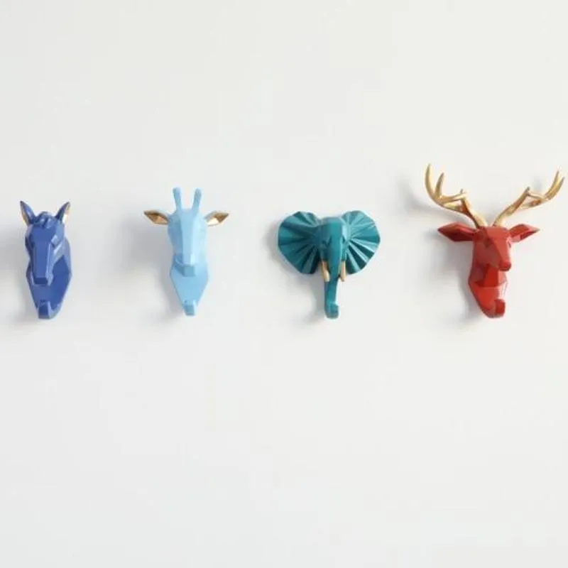 Animals Head Hooks For Wall (4 Pcs Set)