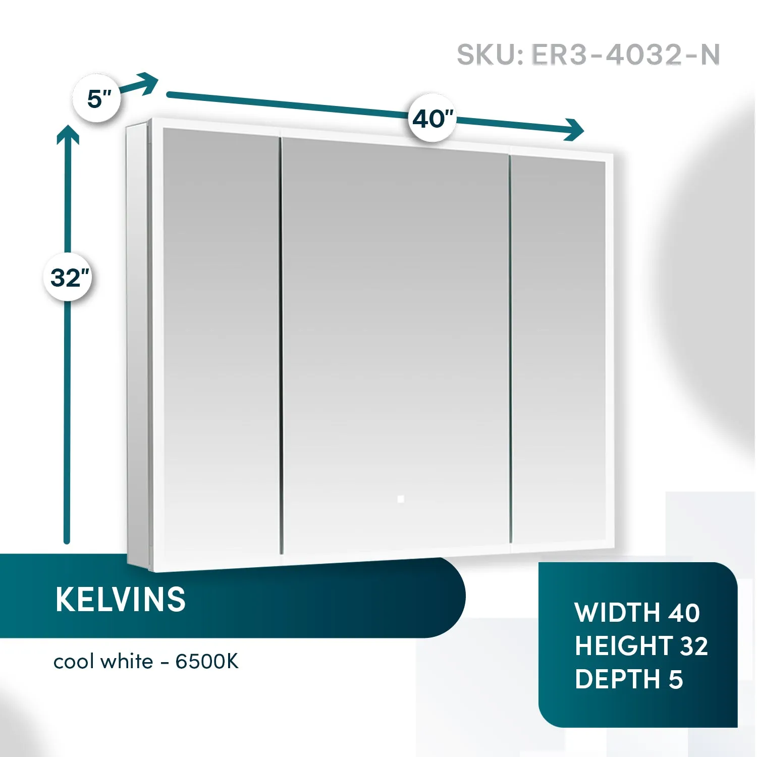 Aquadom Edge Royale 40x32 LED Lighted Triple Door Medicine Cabinet