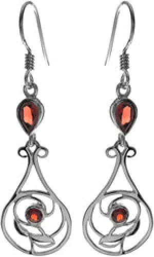Art Nouveau Teardrop Earrings (Garnet)