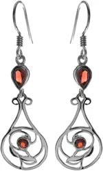 Art Nouveau Teardrop Earrings (Garnet)