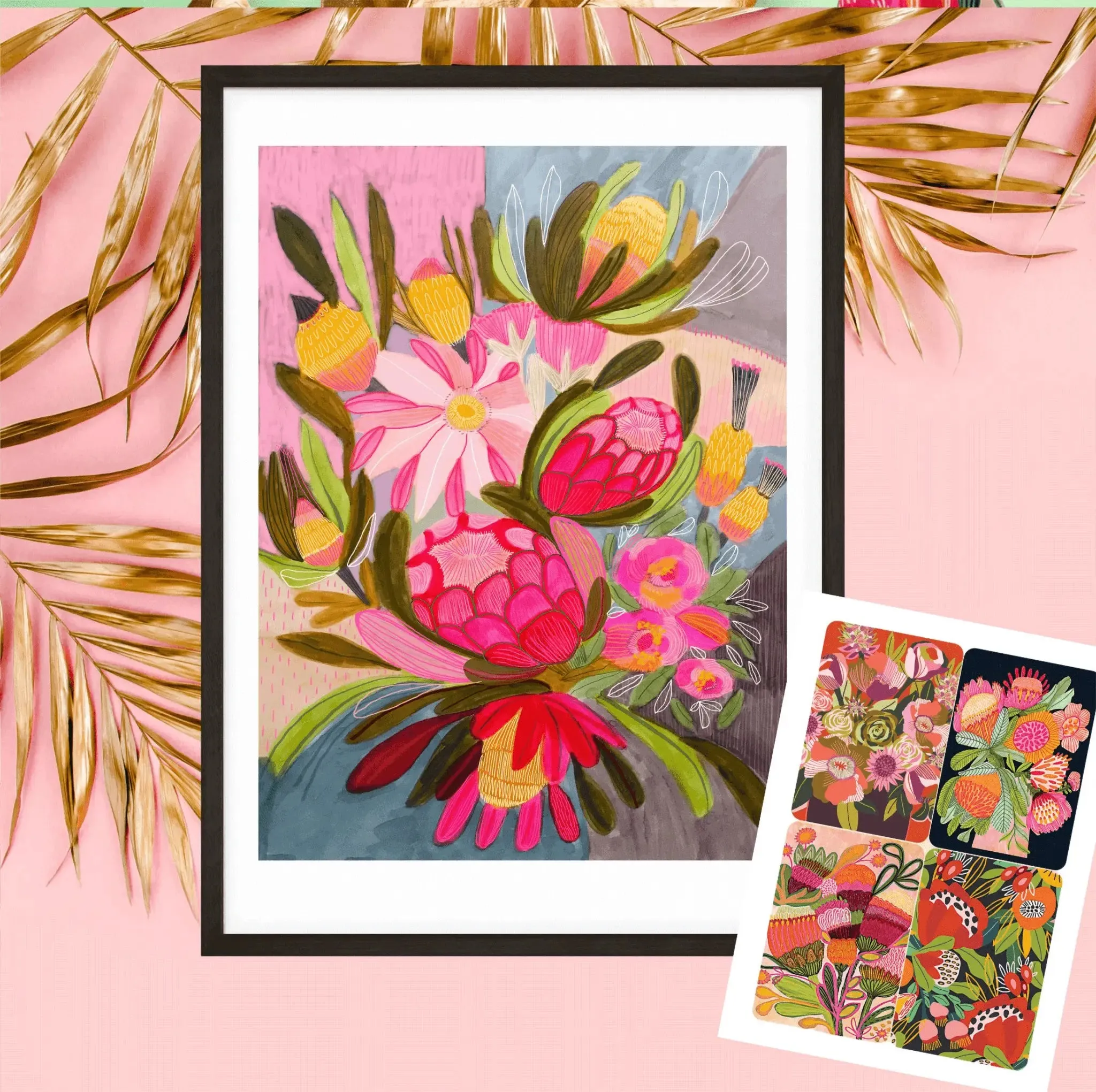 Australian Flowers Botanical Wall Art Gift Set
