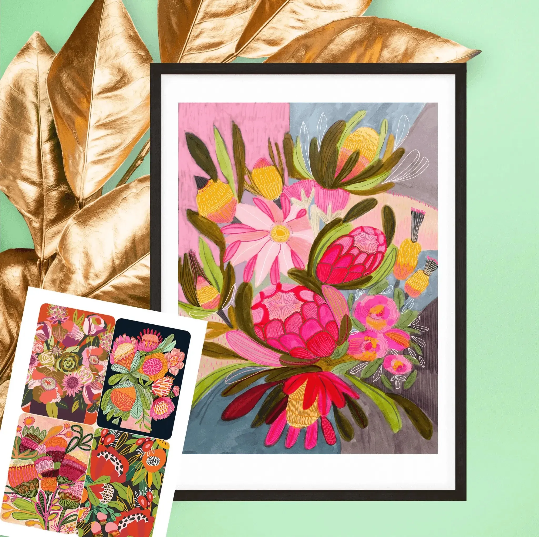 Australian Flowers Botanical Wall Art Gift Set