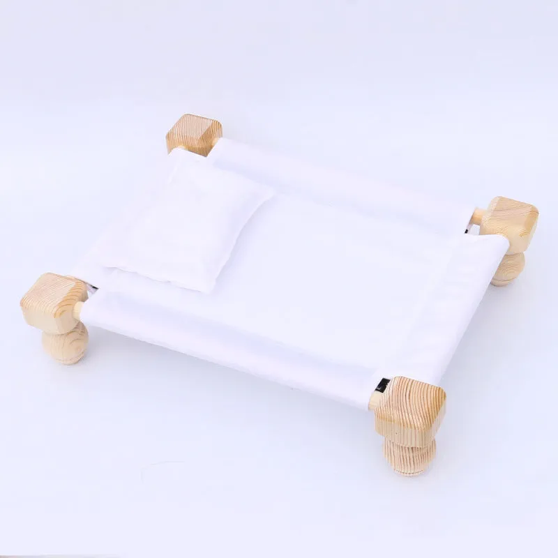 Babymoon Velvet Cover Wooden Bed | Wooden Properties | Pillow | Baby Photoshoot Props | White