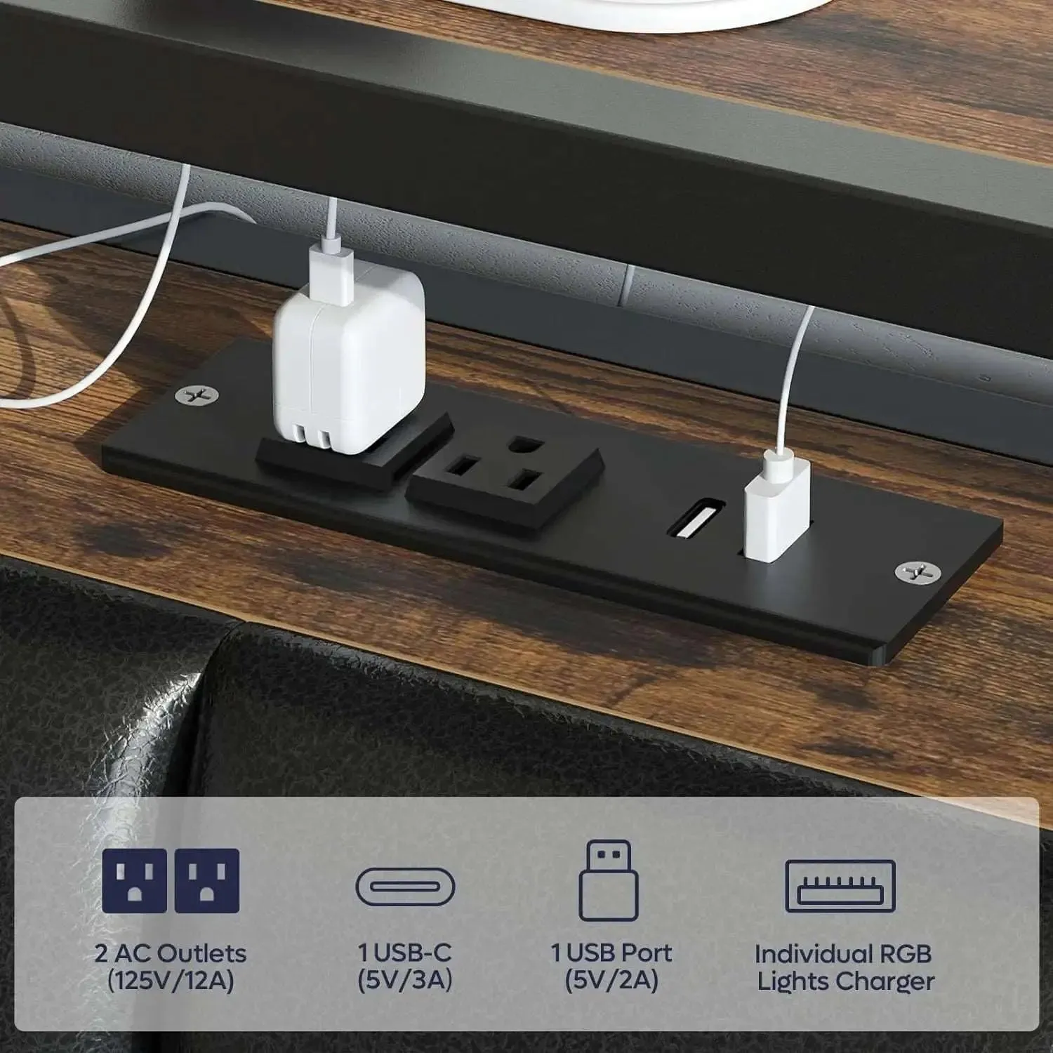 Bestier LED Bed Frame with Hidden Storage Headboard