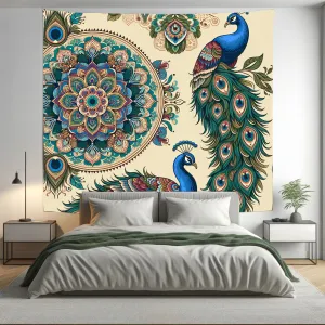 Bohemian Peacock Indian Mandala Tapestry Psychedelic Wall Hanging Boho Decor