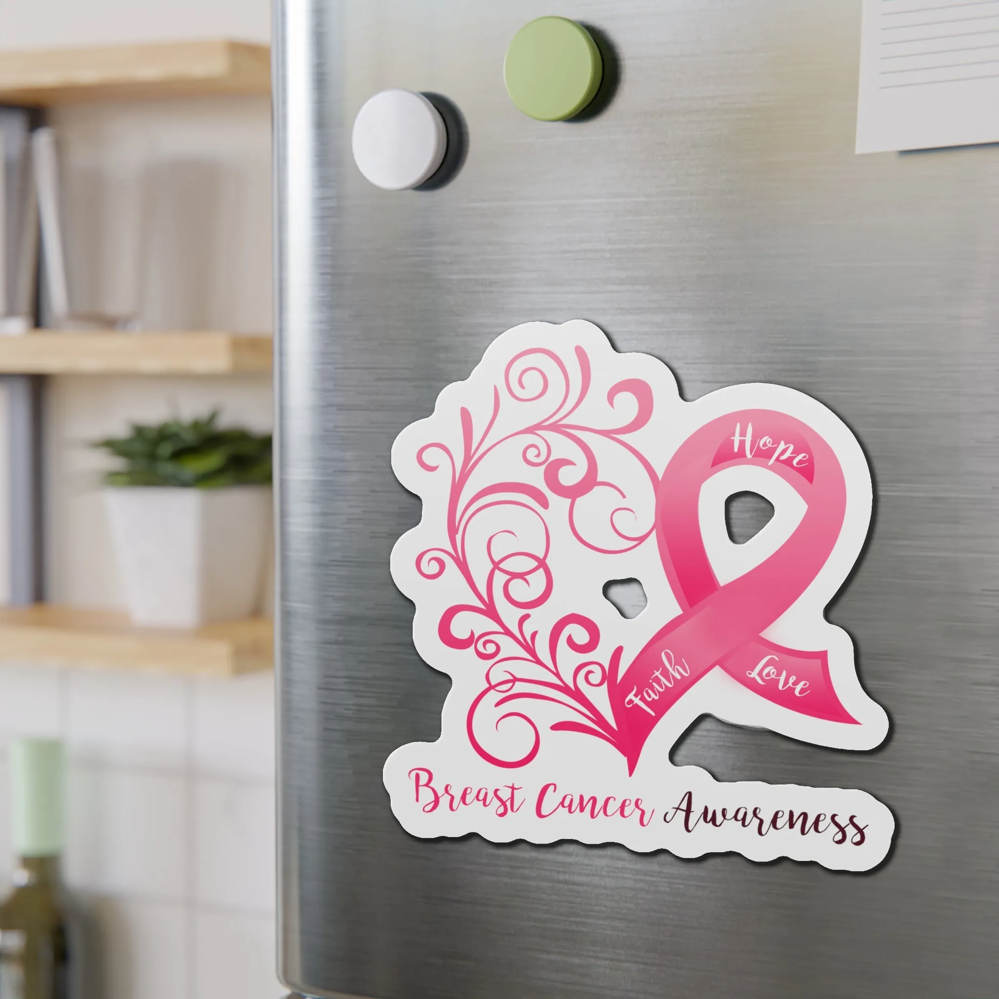 Breast Cancer Awareness Heart Flexible Magnet (6x6)