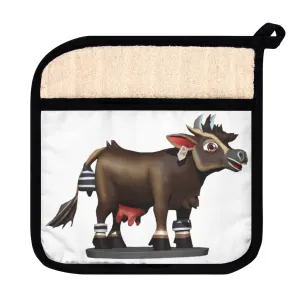 Brown Cow Pot Holder with Pocket