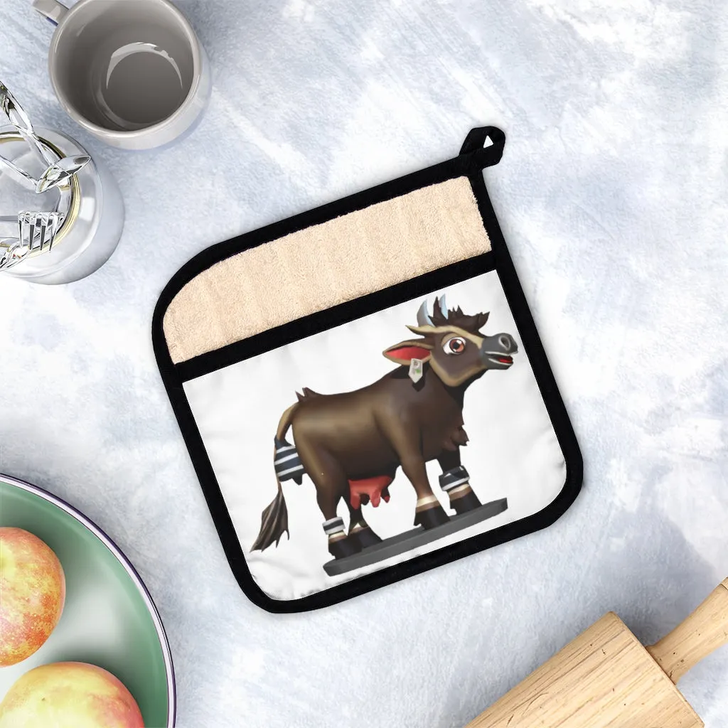 Brown Cow Pot Holder with Pocket