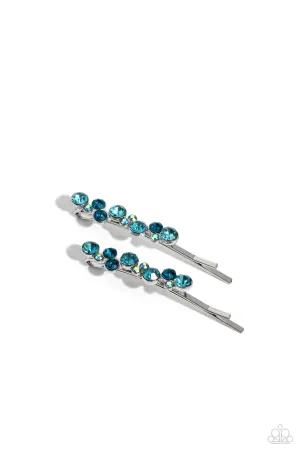 Bubbly Ballroom Blue Rhinestone Hair Pins - Paparazzi Accessories