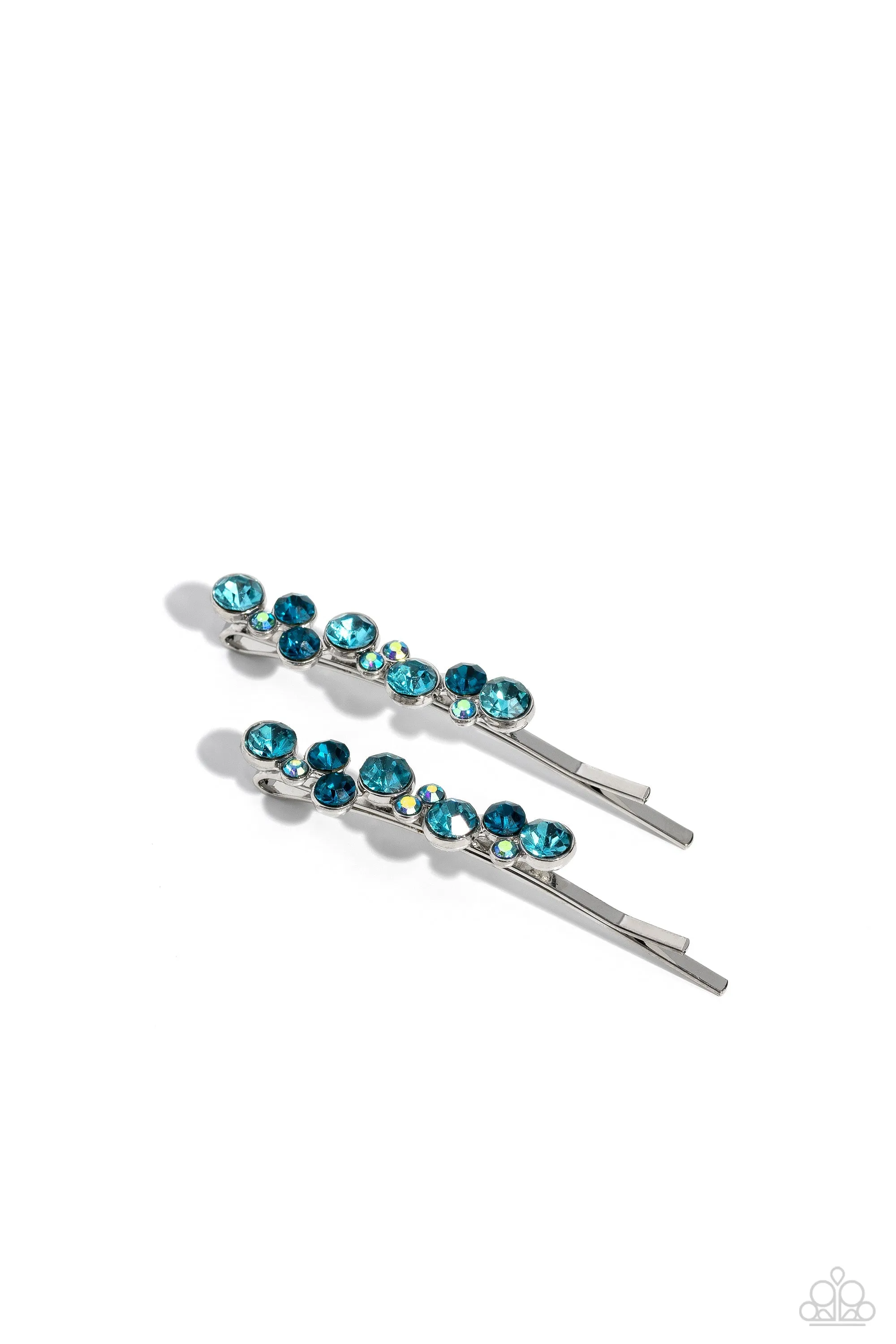 Bubbly Ballroom Blue Rhinestone Hair Pins - Paparazzi Accessories