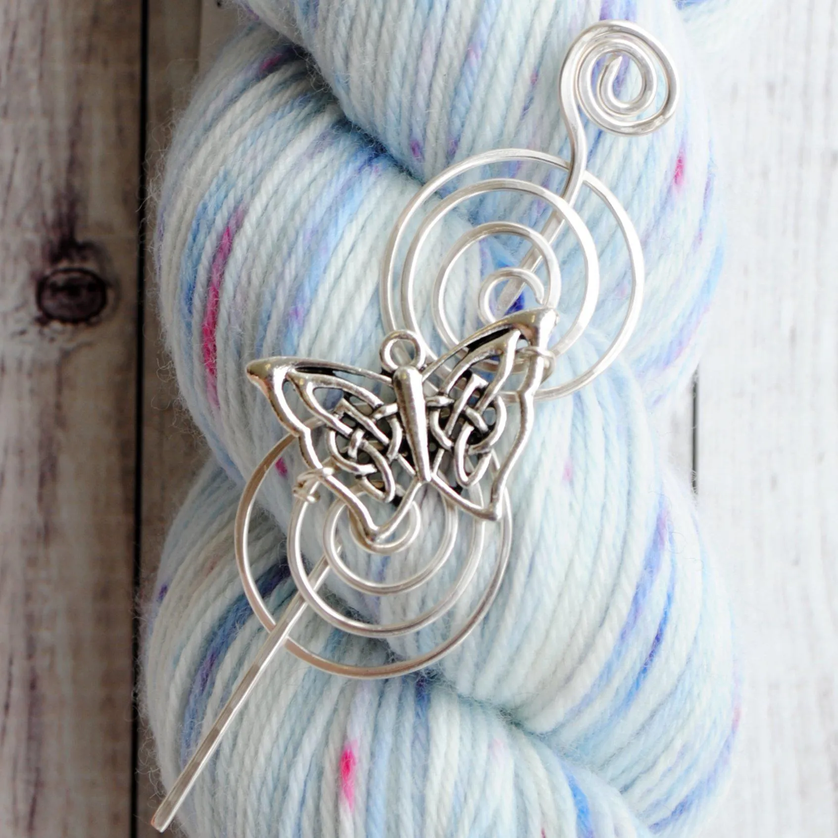 Butterfly Celtic Knot Shawl Pin - Charmed Silver