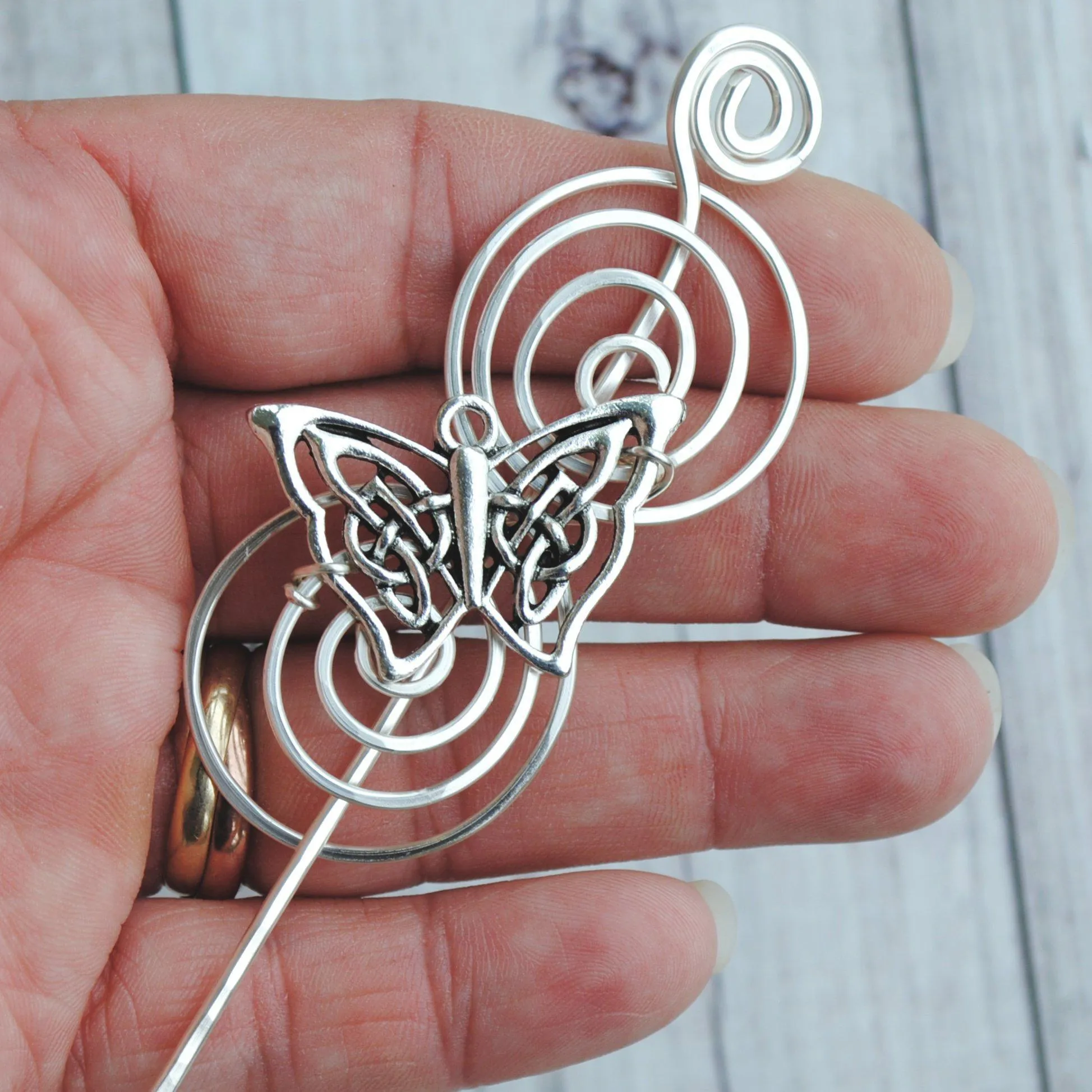 Butterfly Celtic Knot Shawl Pin - Charmed Silver