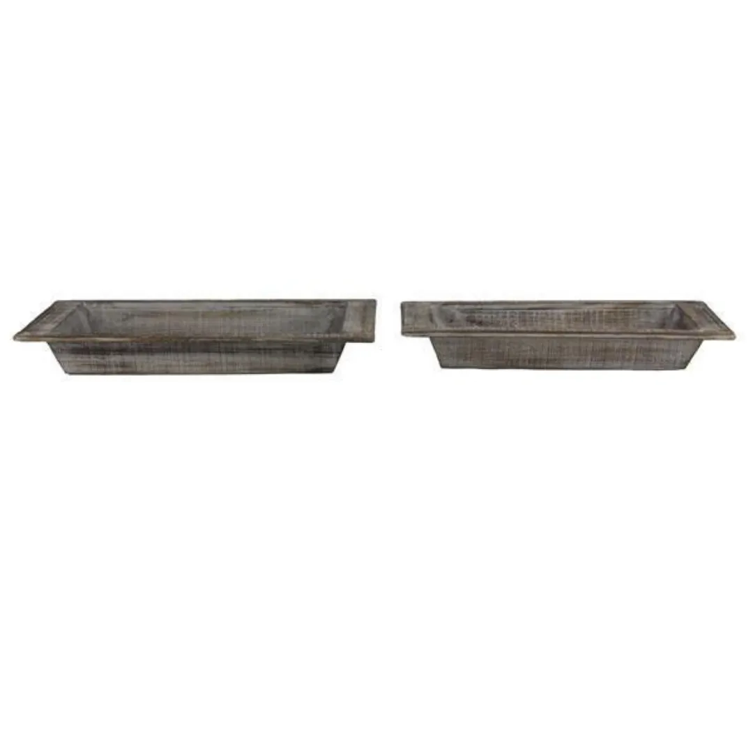 Cedar Tapered Planters, Set of 2,  20" and 22" L, Grey Wash Brown