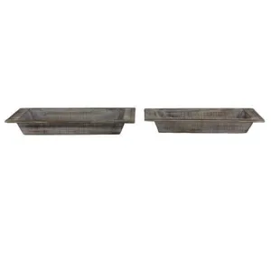 Cedar Tapered Planters, Set of 2,  20" and 22" L, Grey Wash Brown