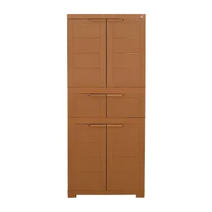 Cello Novelty Triplex Plastic Cupboard with 4 shelves(Sandalwood Brown)