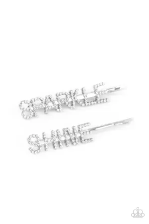 Center of the SPARKLE-verse - White Paparazzi Hair Accessory