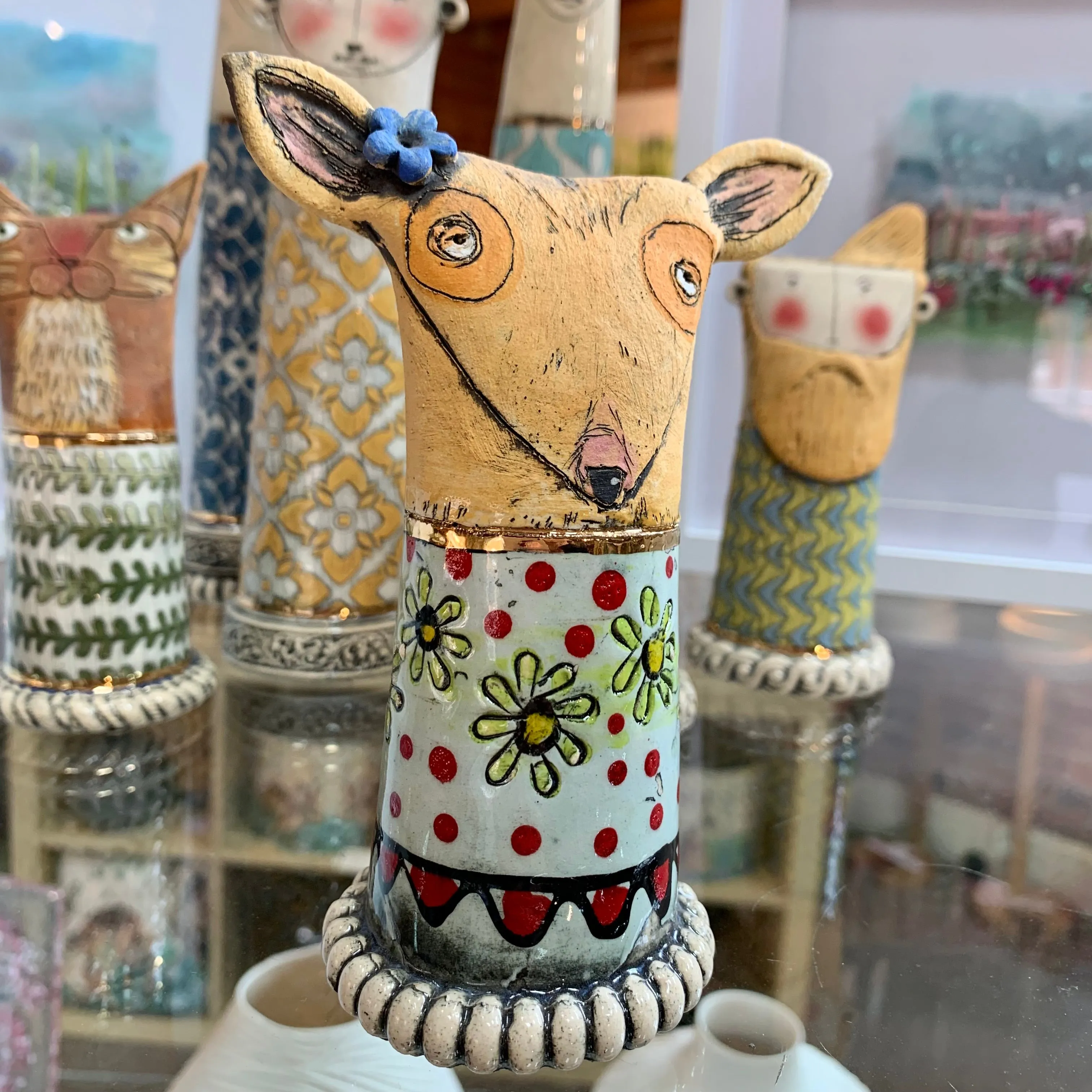 Ceramic Sarah Saunders Sculpture - Deer Sculpture