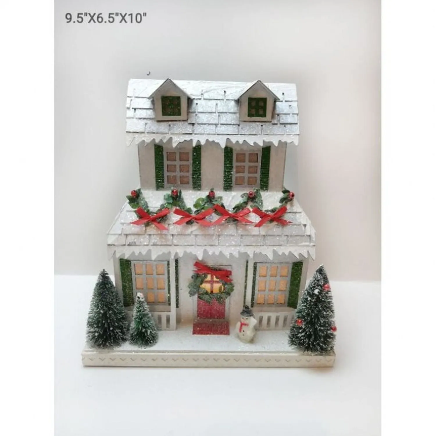 Christmas Carousel Collection 10" LED Battery Timer Cardboard Christmas Cottage