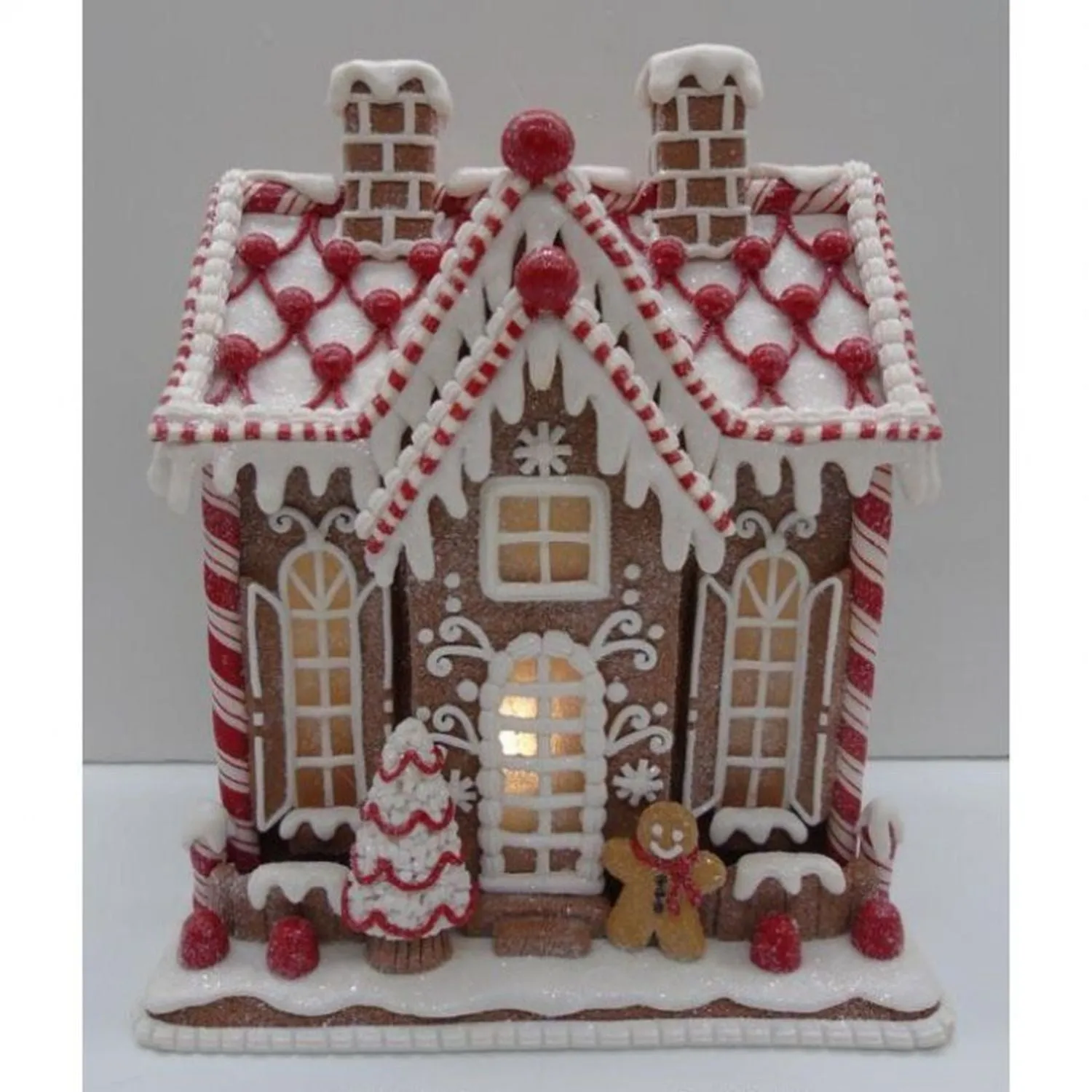 Christmas Carousel Collection 10" LED Battery Timer Icing Gingerbread House