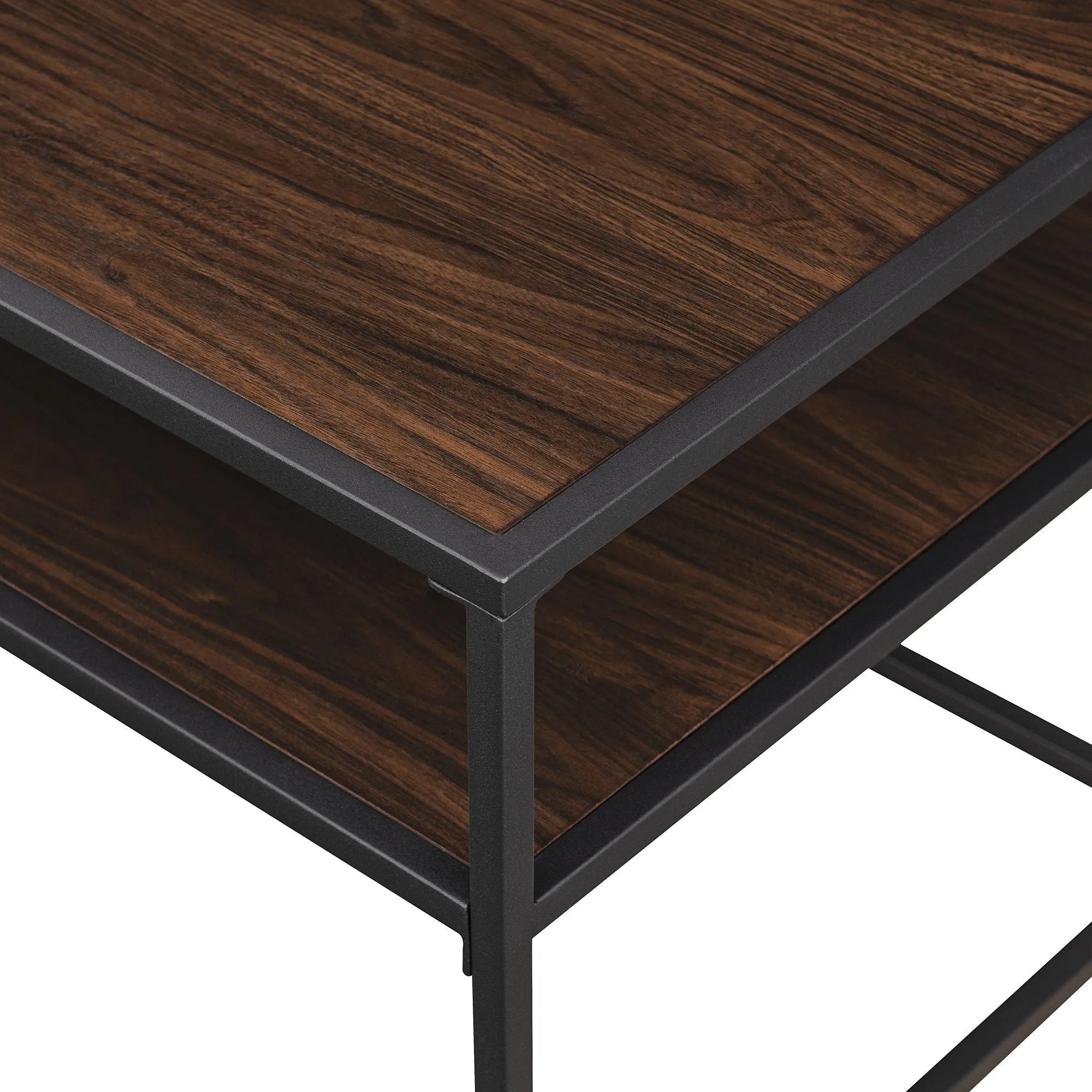 Contemporary Two Tone Metal Coffee Table - Dark Walnut by Couch.com