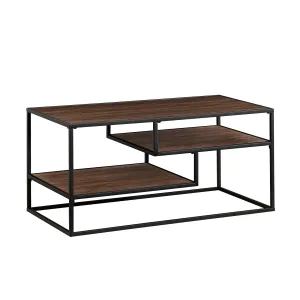 Contemporary Two Tone Metal Coffee Table - Dark Walnut by Couch.com