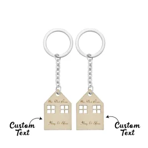 Custom Engraved House Modeling Paired Keychains Housewarming Gifts