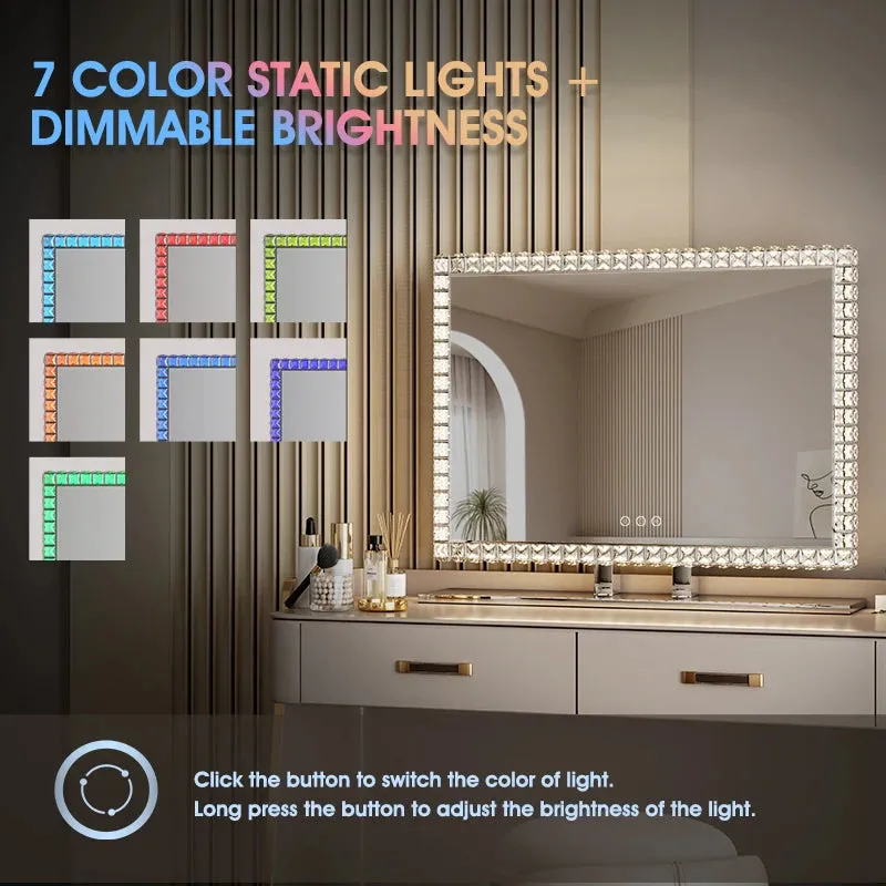 Diamond Vanity Light-Up Mirror with Crystal LED for Makeup