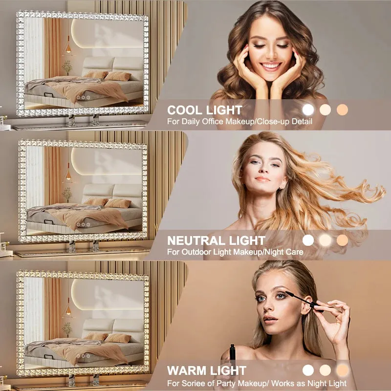 Diamond Vanity Light-Up Mirror with Crystal LED for Makeup
