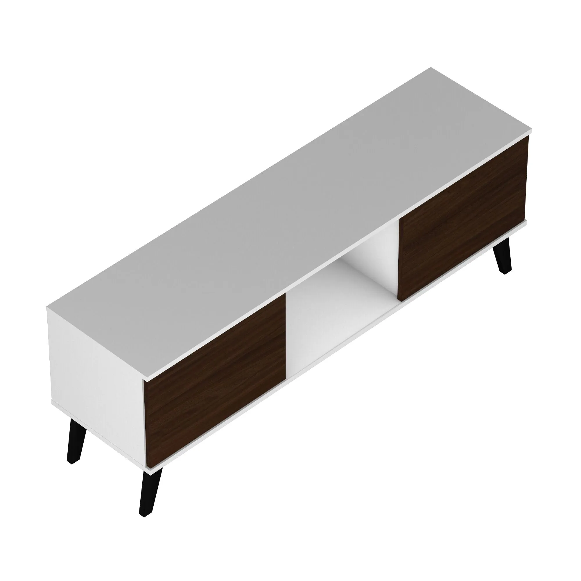Doyers 53.15 Mid-Century Modern TV Stand in White and Nut Brown