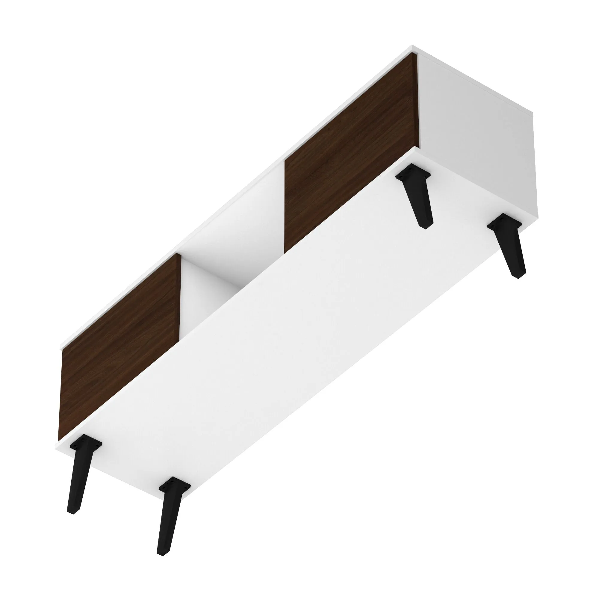 Doyers 53.15 Mid-Century Modern TV Stand in White and Nut Brown