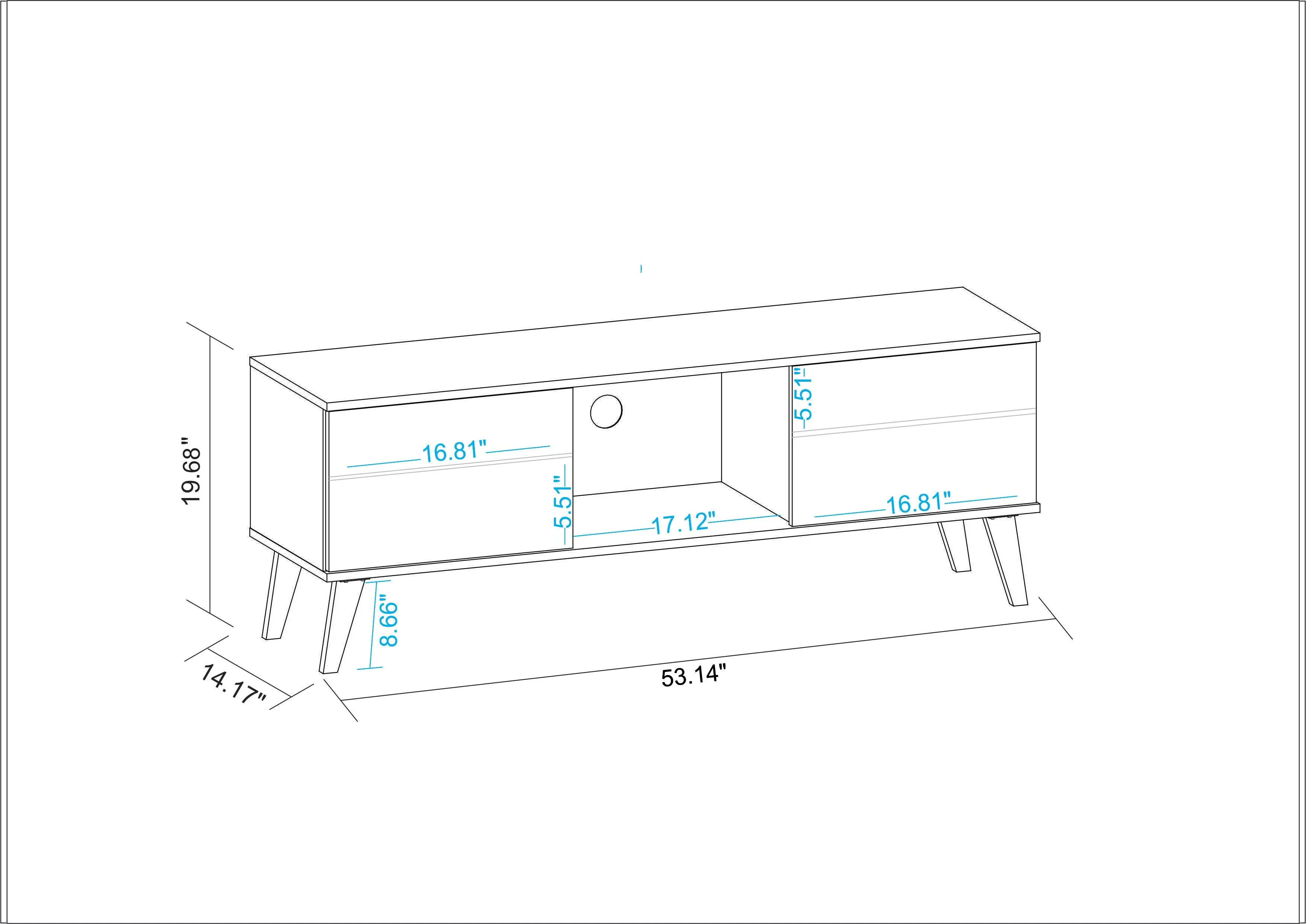 Doyers 53.15 Mid-Century Modern TV Stand in White and Nut Brown