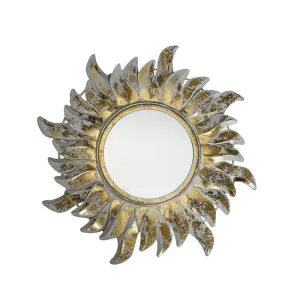 DREAM DRAFTER Decorative Mirror (Round) Wooden Wall Mirror Bathroom Mirror (Framed, Sunburst)