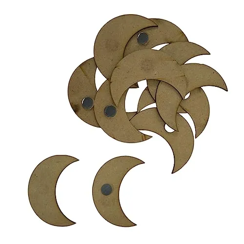 Ecomology Set of 40 (3 Inch) Half Moon Shape Plain MDF Shaped Magnets with Magnets Already Fixed to It | Wooden Sheet Craft, Resin Art Work & Decoration | Craft and Painting Activities