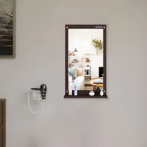 ERAWUD Wood Wall Mount Rectangular Wall Mirror 70 x 35 x 1.1 Cm with Shelves for Home Decor Engineered Wood - Wenge