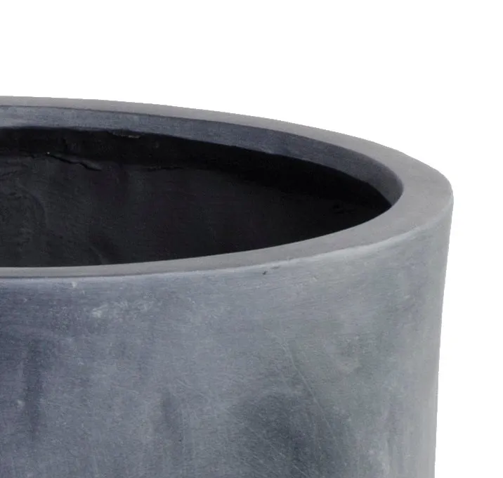 Fiberglass Cylinder Planter with Lead Finish - 16"W