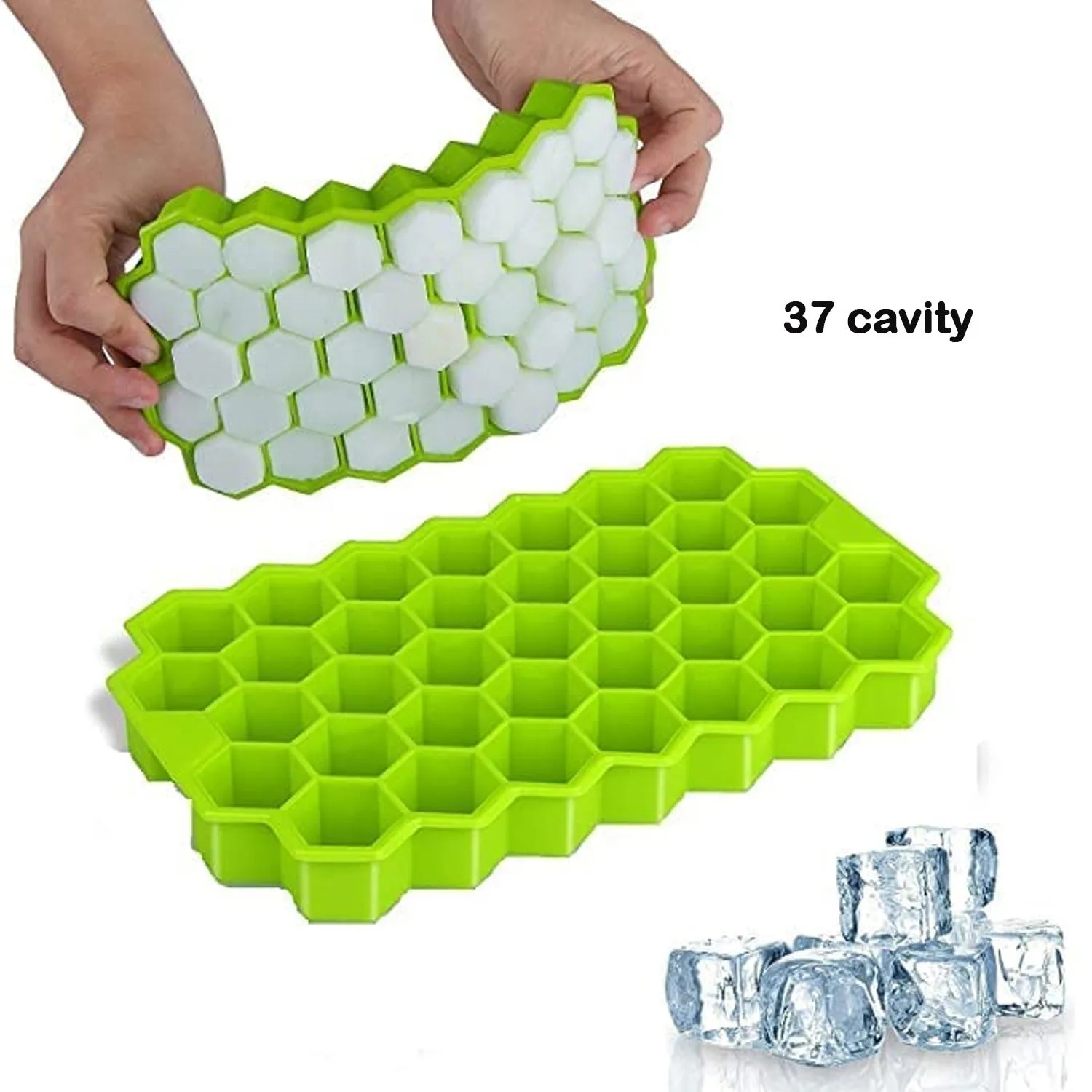 Flexible Silicone Honeycomb Design 37 cavity Ice Cube Moulds Trays Small Cubes For Whiskey Tray For Fridge (Multicolor)