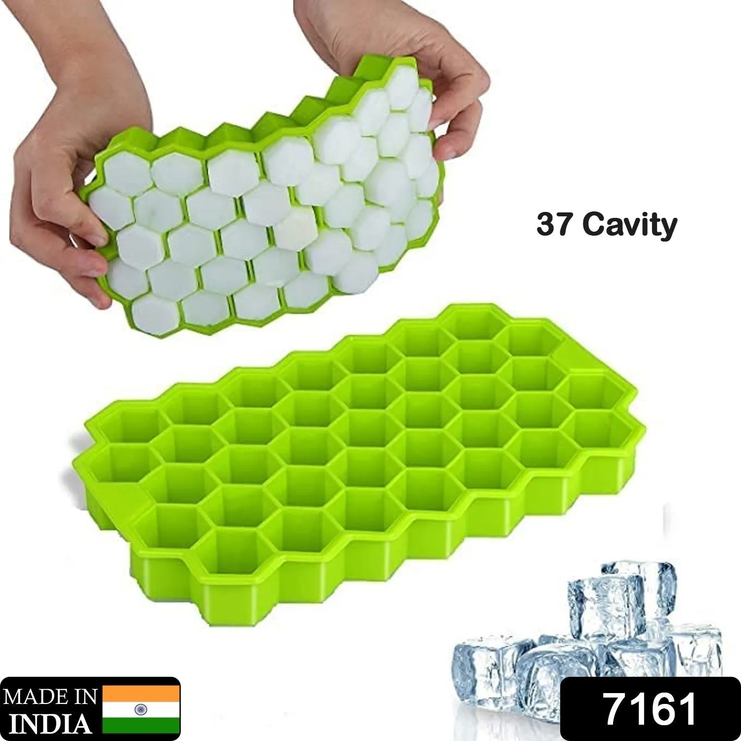Flexible Silicone Honeycomb Design 37 cavity Ice Cube Moulds Trays Small Cubes For Whiskey Tray For Fridge (Multicolor)