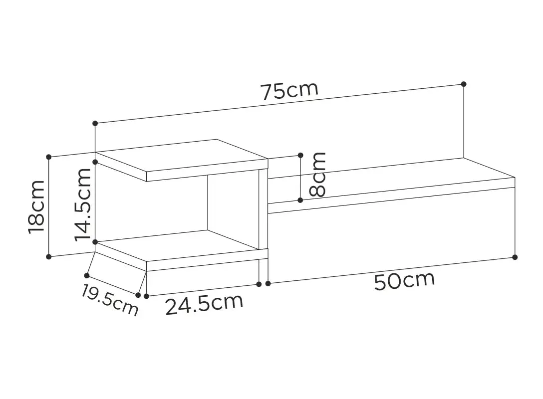 Fork Modern Floating Shelf Set 18.2cm Short
