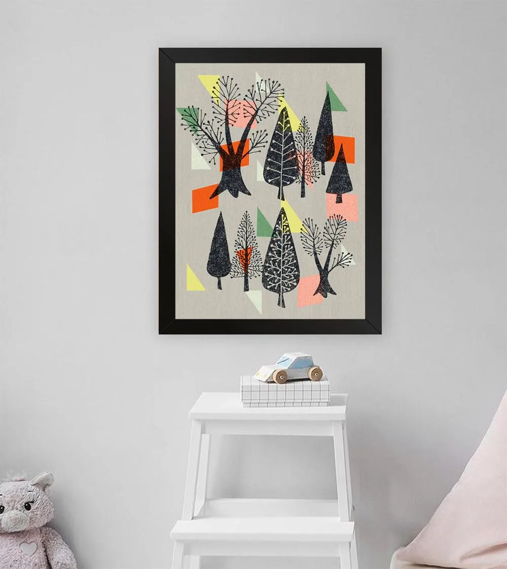 GADGETS WRAP Printed Photo Frame Matte Painting for Home Office Studio Living Room Decoration (11x17inch Black Framed) - Group Of Trees
