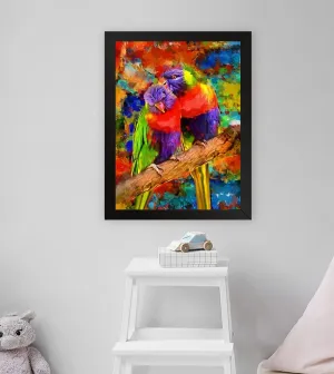 GADGETS WRAP Printed Photo Frame Matte Painting for Home Office Studio Living Room Decoration (11x17inch Black Framed) - Parrot Couple Wall Art