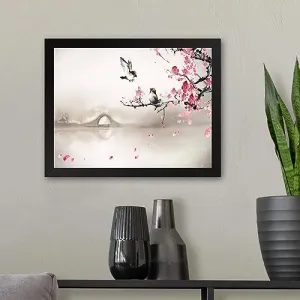 GADGETS WRAP Printed Photo Frame Matte Painting for Home Office Studio Living Room Decoration (11x9inch Black Framed) - Beautiful Scenery Painting